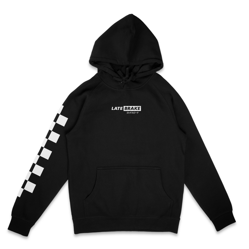 Late Brake Chequered Hoodie T-Shirt Car Enthusiast Tee | Late Brake - QHA UK