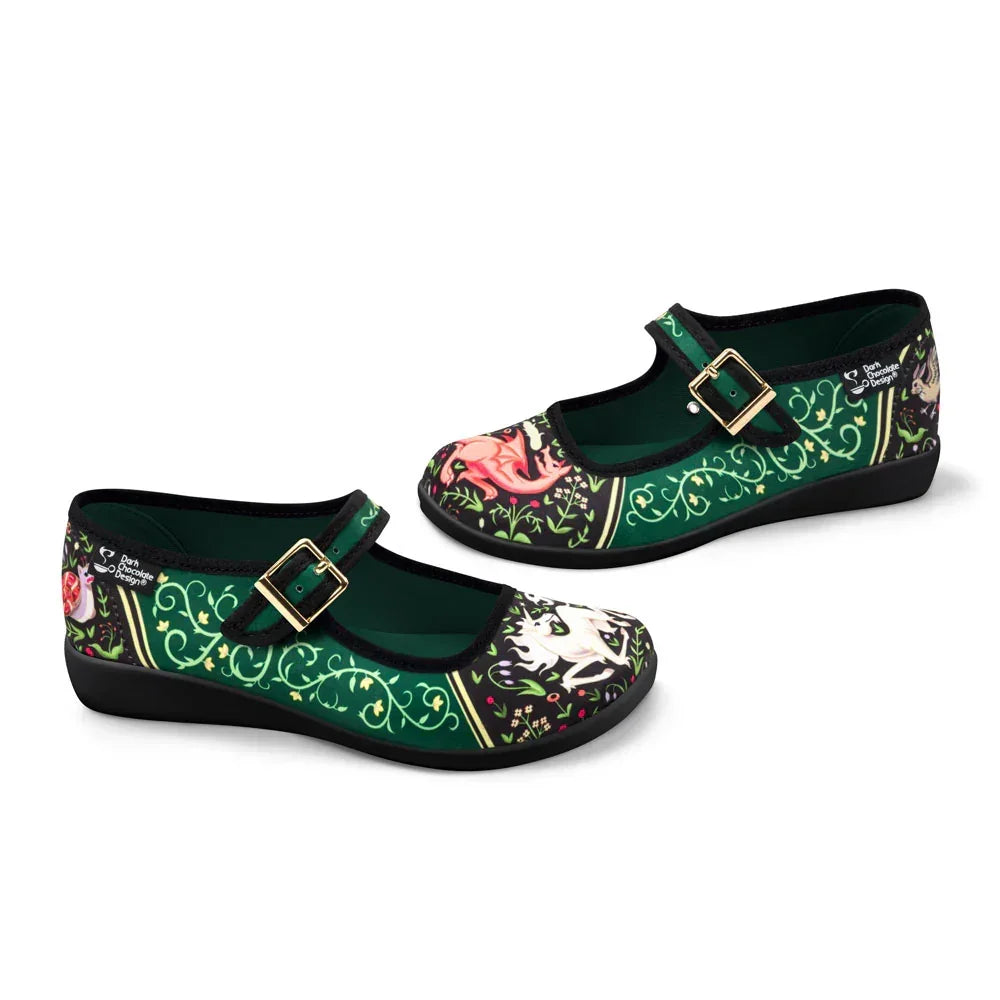 Chocolaticas Women's Mary Jane Flats Medieval Bestiary Mary Jane Flat - Side View - QHA UK