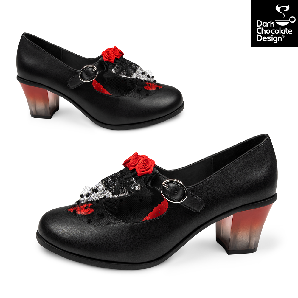 Chocolaticas Gothic Heels Melancholy Rose and Lace Mid UK 4.5-8.5 - QHA UK