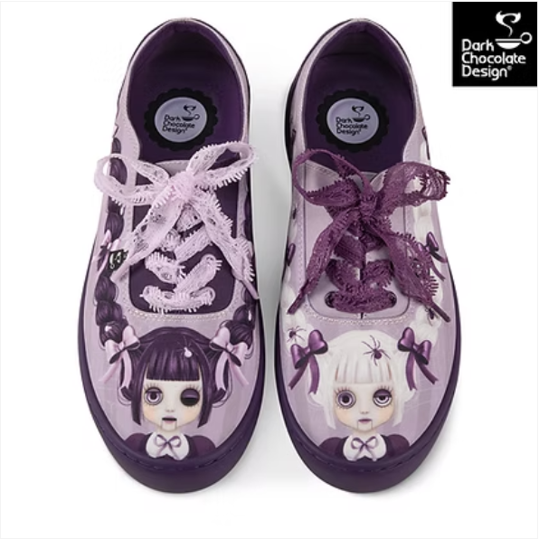 Chocolaticas Gothic Lace-Up Trainers Nocturna Sisters Dollface - QHA UK