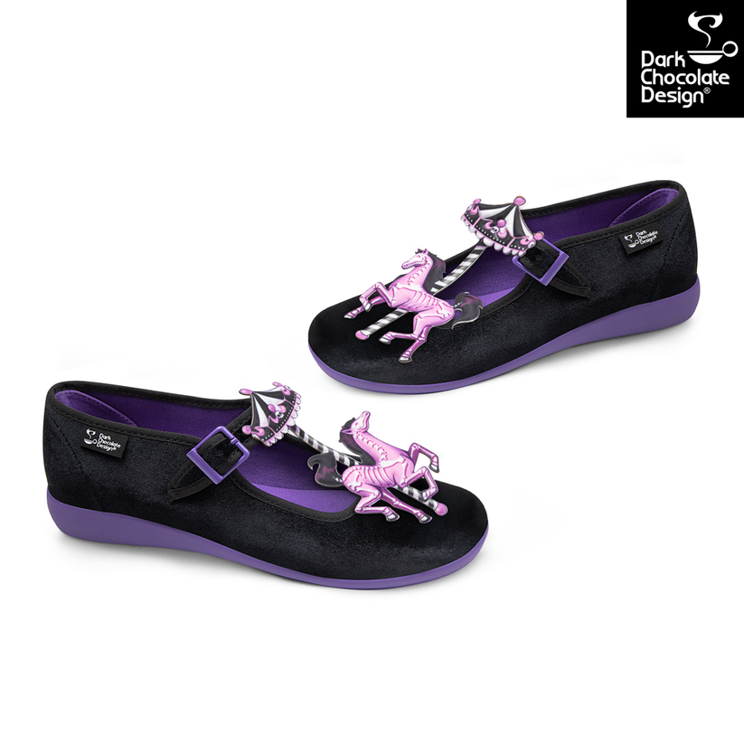 Chocolaticas Gothic Mary Jane Flats Spectral Ride Carousel UK 4.5-8.5 - QHA UK