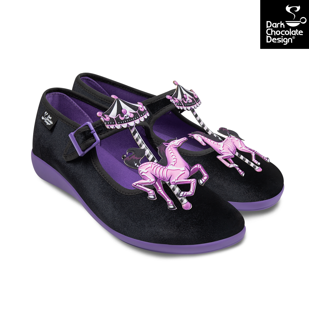Chocolaticas Gothic Mary Jane Flats Spectral Ride Carousel UK 4.5-8.5 - QHA UK