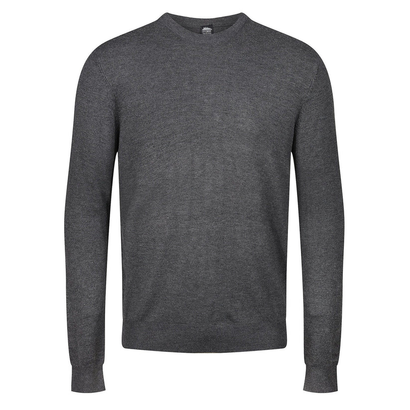 Mens Crew Neck Jumper Lightweight Knit Pullover Soft Casual Sweater - Collar Detail - QHA UK