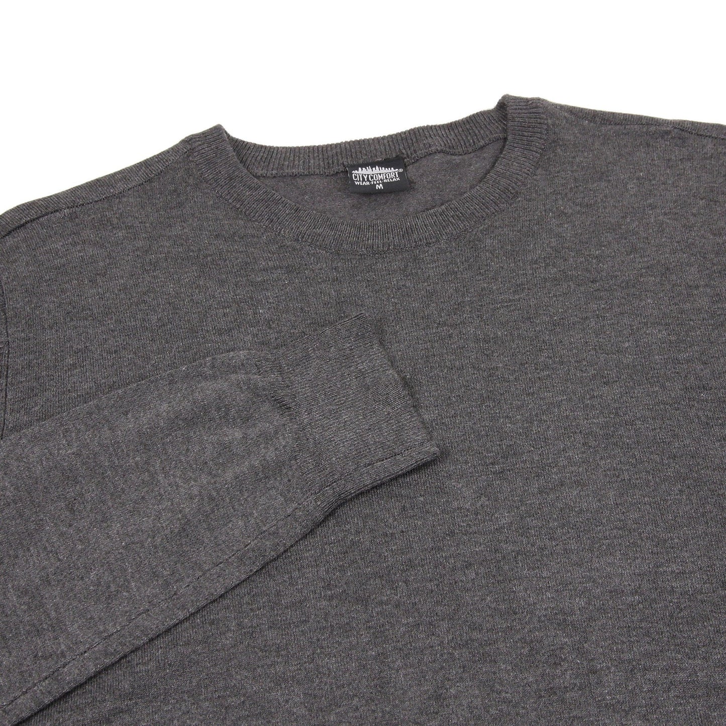 Mens Crew Neck Jumper Lightweight Knit Pullover Soft Casual Sweater - Collar Detail - QHA UK