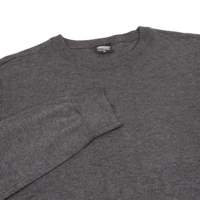 Mens Crew Neck Jumper Lightweight Knit Pullover Soft Casual Sweater - Collar Detail - QHA UK