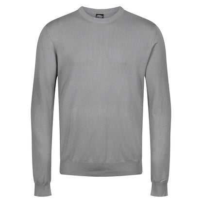 Mens Crew Neck Jumper Lightweight Knit Pullover Soft Casual Sweater - Collar Detail - QHA UK