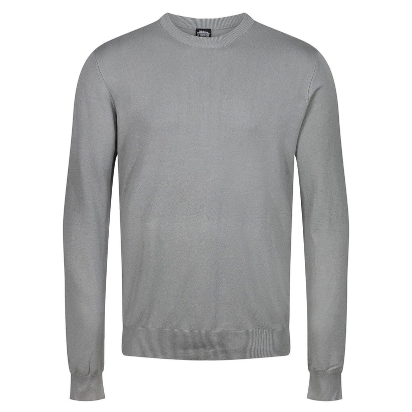 Mens Crew Neck Jumper Lightweight Knit Pullover Soft Casual Sweater - Collar Detail - QHA UK