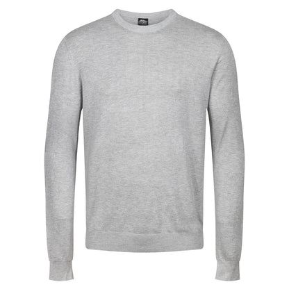 Mens Crew Neck Jumper Lightweight Knit Pullover Soft Casual Sweater - Collar Detail - QHA UK