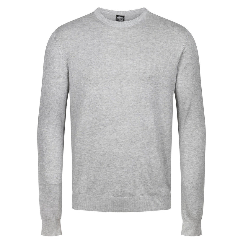 Mens Crew Neck Jumper Lightweight Knit Pullover Soft Casual Sweater - Collar Detail - QHA UK