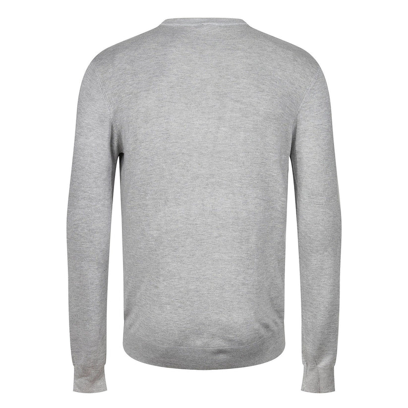Mens Crew Neck Jumper Lightweight Knit Pullover Soft Casual Sweater - Collar Detail - QHA UK