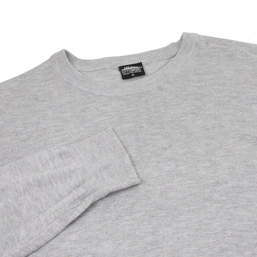 Mens Crew Neck Jumper Lightweight Knit Pullover Soft Casual Sweater - Collar Detail - QHA UK