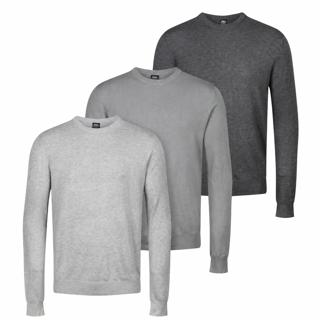 Mens Crew Neck Jumper Lightweight Knit Pullover Soft Casual Sweater - Collar Detail - QHA UK