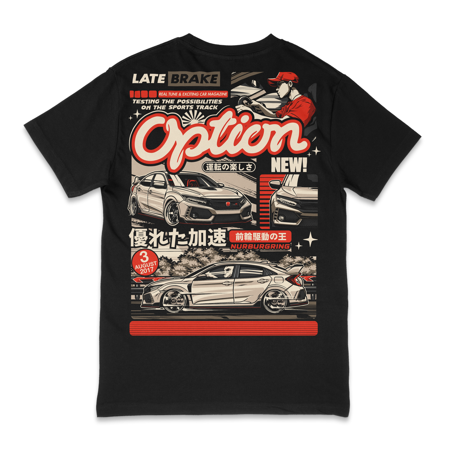 Late Brake Civic Option T-Shirt Cotton Car Enthusiast Tee 180gsm | - QHA UK