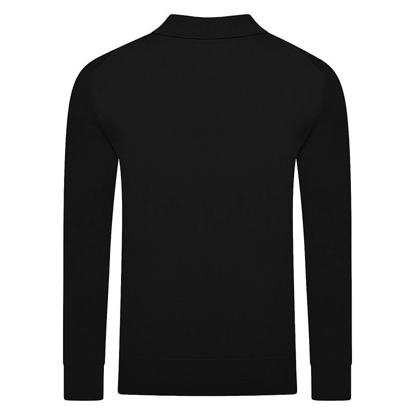 Contempo Mens Half Zip Polo Jumper Ribbed Knit Stretch Long Sleeve Cas - Sleeve Detail - QHA UK