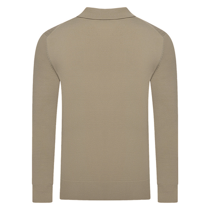 Contempo Mens Half Zip Polo Jumper Ribbed Knit Stretch Long Sleeve Cas - Sleeve Detail - QHA UK