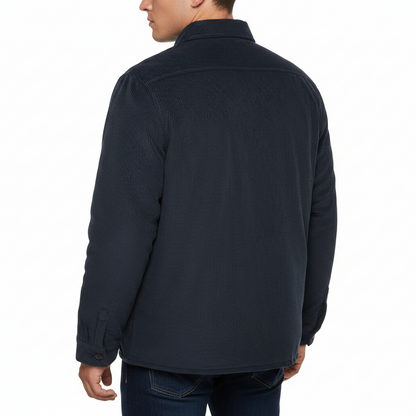 George Men's Corduroy Padded Jacket with Pockets | Navy Blue | QHA UK - Back View - QHA UK