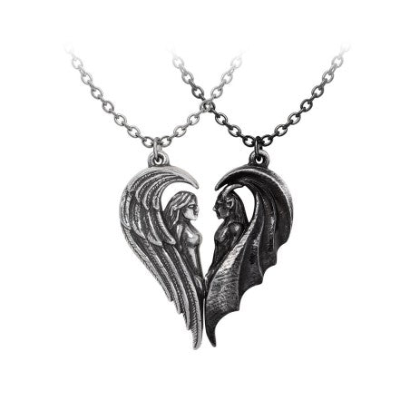 Alchemy Gothic Necklace Couple Angel Demon Magnetic Set - QHA UK