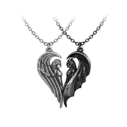 Alchemy Gothic Necklace Couple Angel Demon Magnetic Set - QHA UK