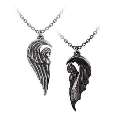 Alchemy Gothic Necklace Couple Angel Demon Magnetic Set - QHA UK
