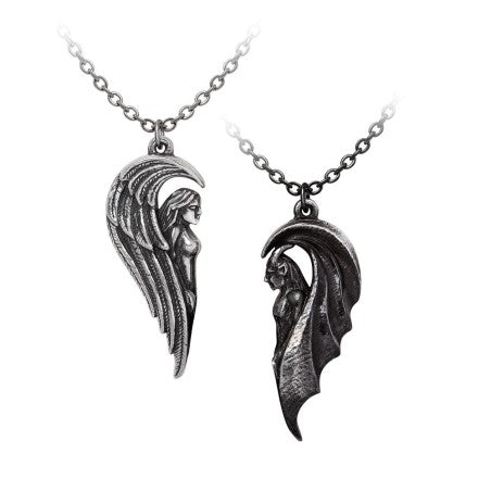 Alchemy Gothic Necklace Couple Angel Demon Magnetic Set - QHA UK