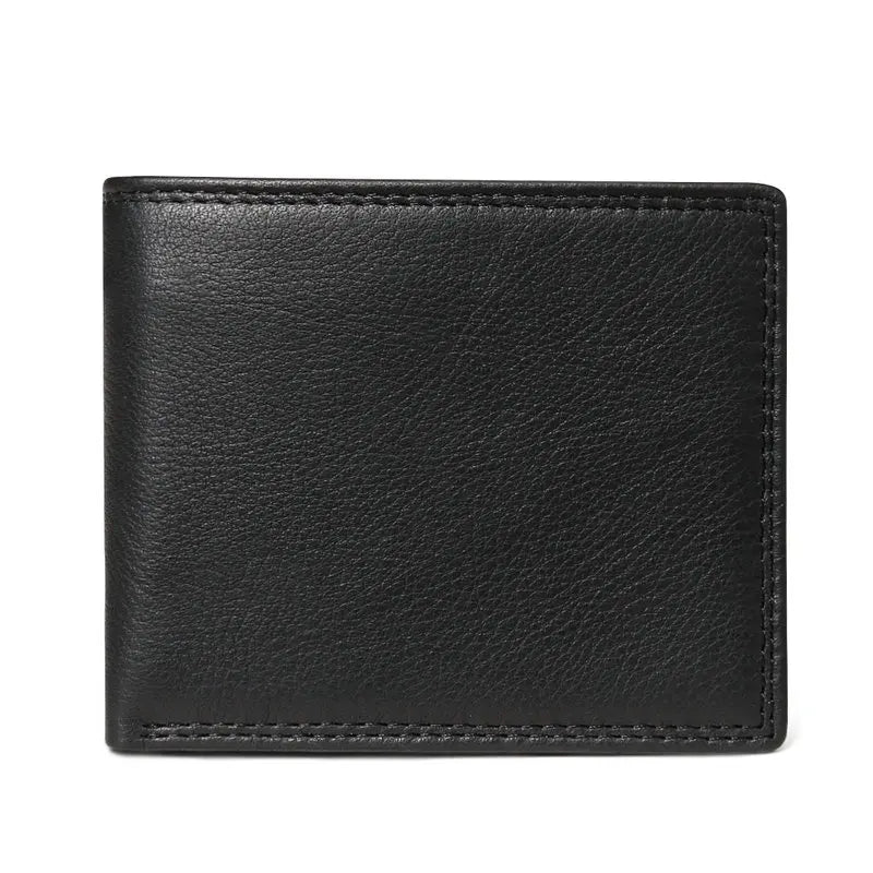 Mens Genuine Cow Leather Wallet Vintage Coin Pocket Card Holder Brown - Pocket Detail - QHA UK