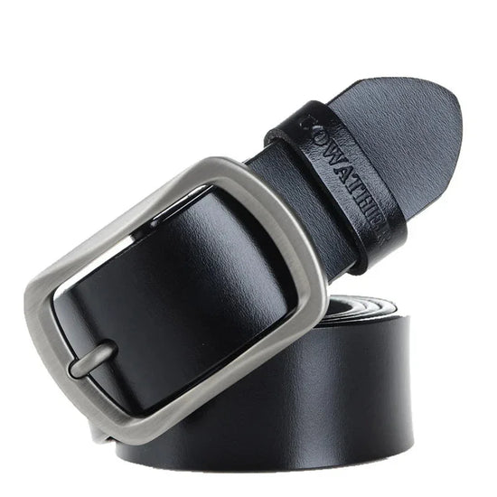 Mens Genuine Leather Belt Vintage Casual Pin Buckle Jeans Belt 100-150 - QHA UK