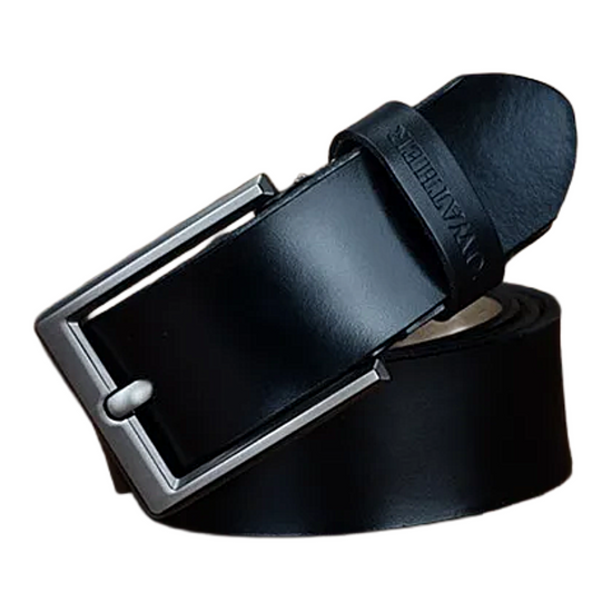 Mens Genuine Cowhide Leather Belt Vintage Plate Buckle Jeans Belt XF00 - QHA UK