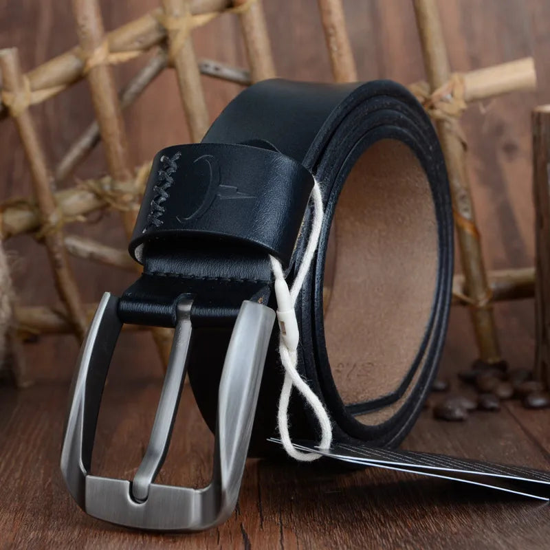 Mens Genuine Leather Belt Black Brown Jeans Trouser Waist 30-44 Free D - Waistband Detail - QHA UK
