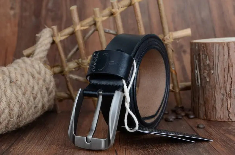 Mens Genuine Leather Belt Black Brown Jeans Trouser Waist 30-44 Free D - Waistband Detail - QHA UK