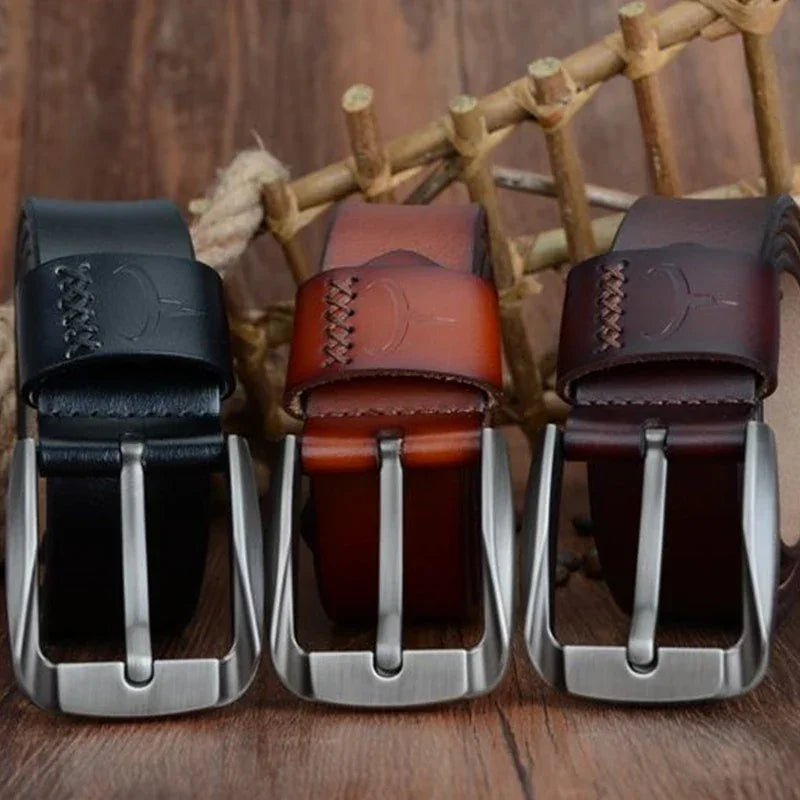 Mens Genuine Leather Belt Black Brown Jeans Trouser Waist 30-44 Free D - Waistband Detail - QHA UK