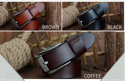 Mens Genuine Leather Belt Black Brown Jeans Trouser Waist 30-44 Free D - Waistband Detail - QHA UK
