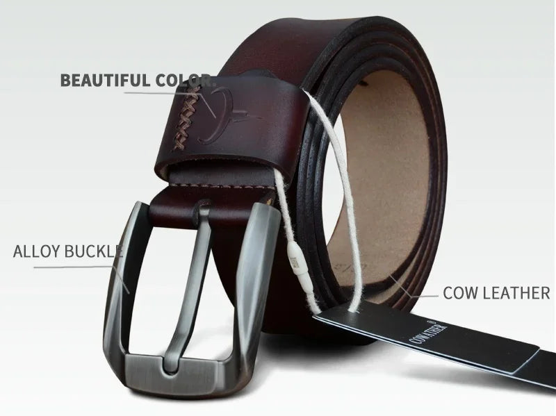 Mens Genuine Leather Belt Black Brown Jeans Trouser Waist 30-44 Free D - Waistband Detail - QHA UK