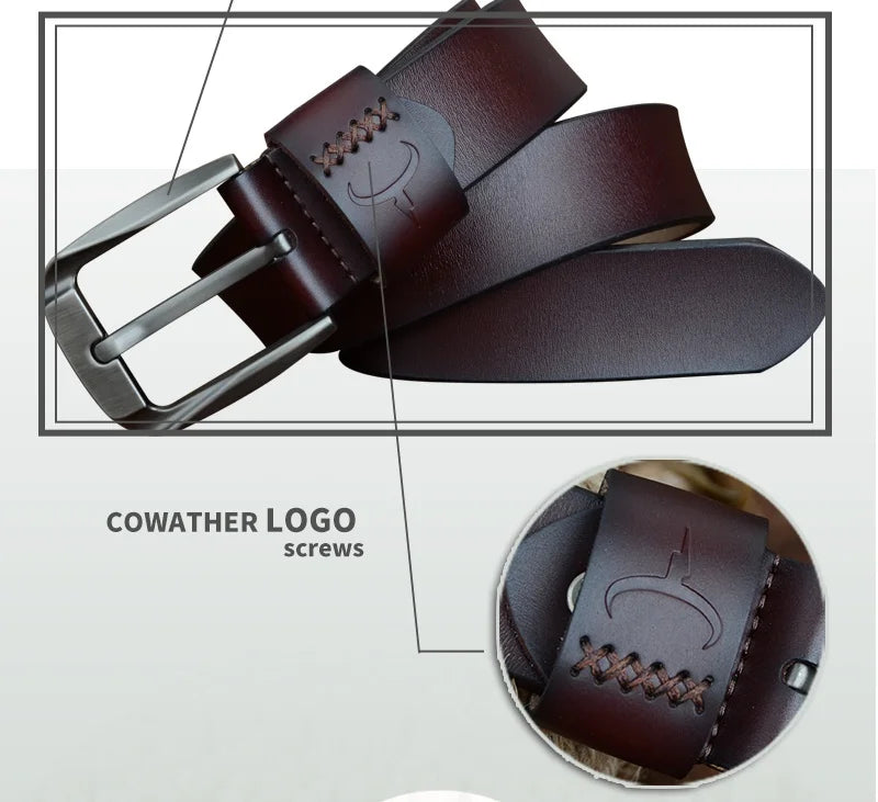 Mens Genuine Leather Belt Black Brown Jeans Trouser Waist 30-44 Free D - Waistband Detail - QHA UK