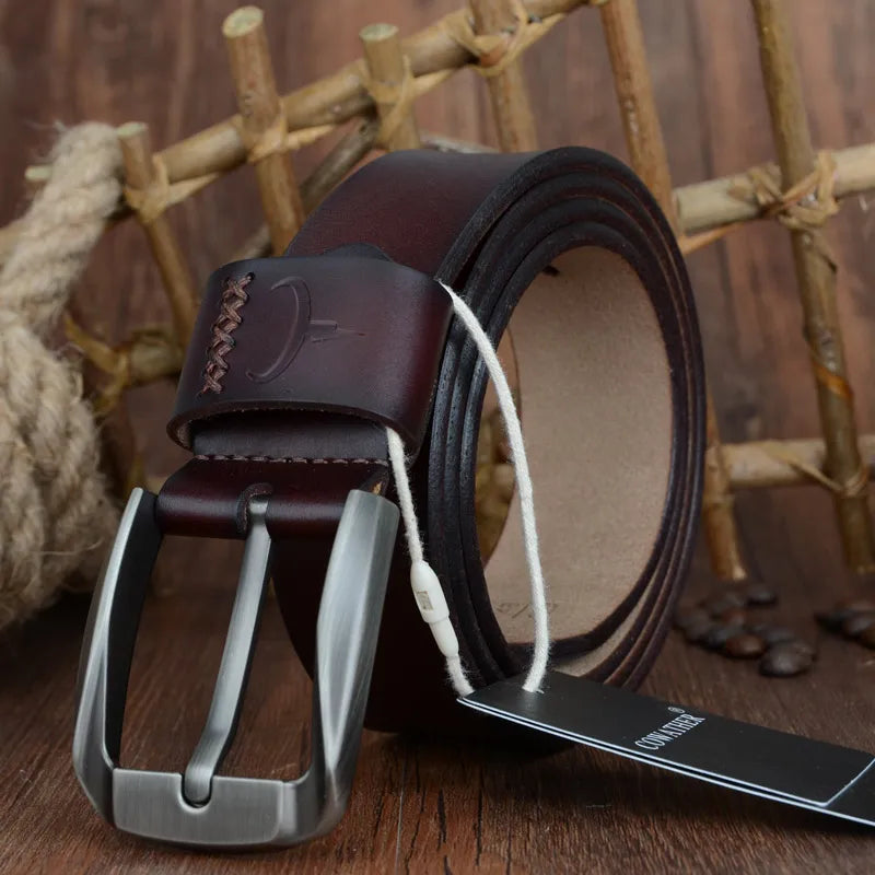 Mens Genuine Leather Belt Black Brown Jeans Trouser Waist 30-44 Free D - Waistband Detail - QHA UK