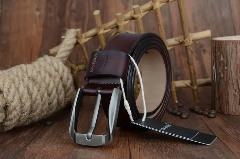 Mens Genuine Leather Belt Black Brown Jeans Trouser Waist 30-44 Free D - Waistband Detail - QHA UK
