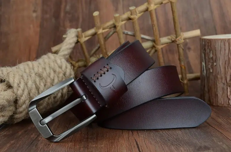 Mens Genuine Leather Belt Black Brown Jeans Trouser Waist 30-44 Free D - Waistband Detail - QHA UK