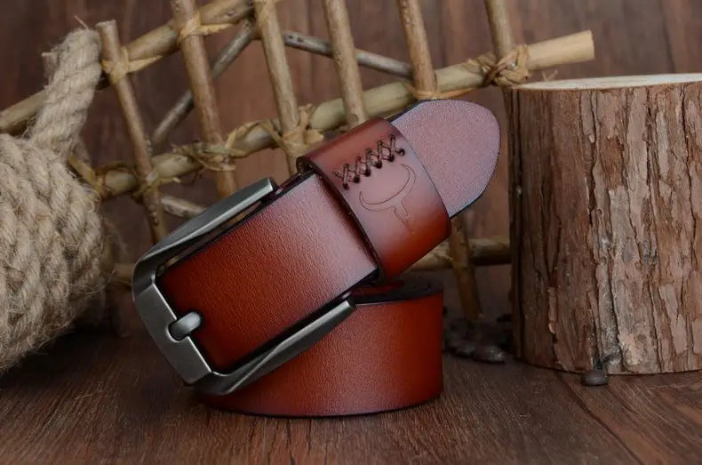 Mens Genuine Leather Belt Black Brown Jeans Trouser Waist 30-44 Free D - Waistband Detail - QHA UK