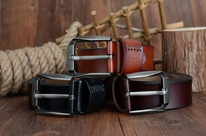 Mens Genuine Leather Belt Black Brown Jeans Trouser Waist 30-44 Free D - Waistband Detail - QHA UK