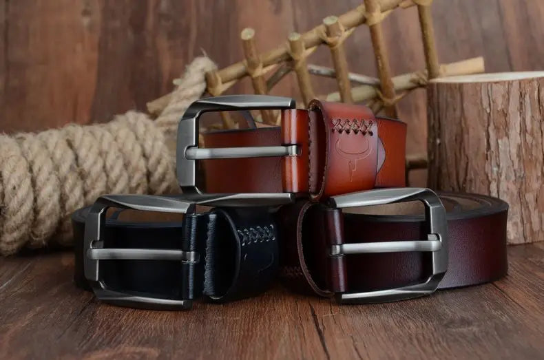 Mens Genuine Leather Belt Black Brown Jeans Trouser Waist 30-44 Free D - Waistband Detail - QHA UK