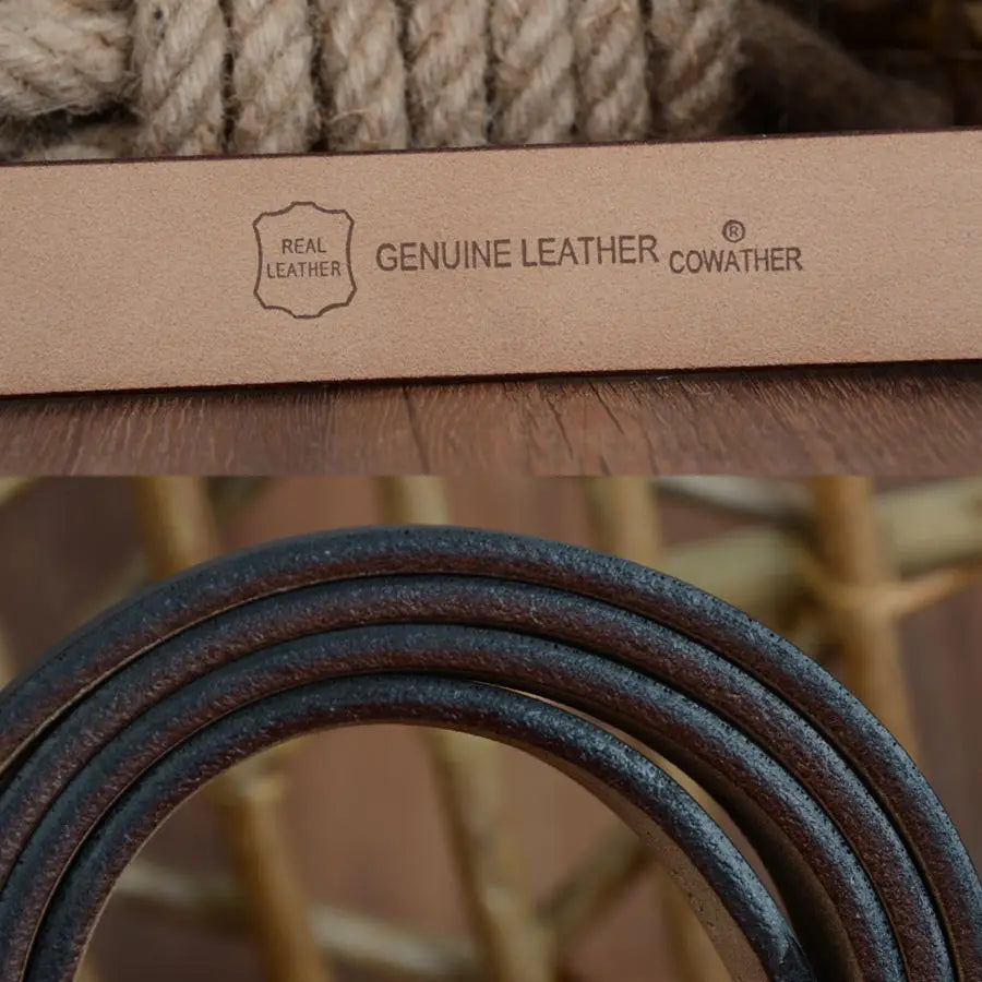Mens Genuine Leather Belt Black Brown Jeans Trouser Waist 30-44 Free D - Waistband Detail - QHA UK