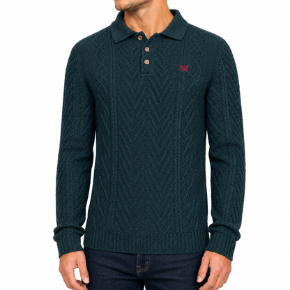 Crew Clothing Company Men's Cable Knit Button Neck Jumper | 6 Colours | XS–3XL - QHA UK