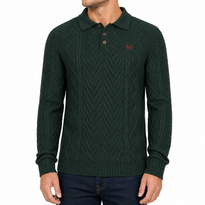 Crew Clothing Company Men's Cable Knit Button Neck Jumper | 6 Colours | XS–3XL - QHA UK