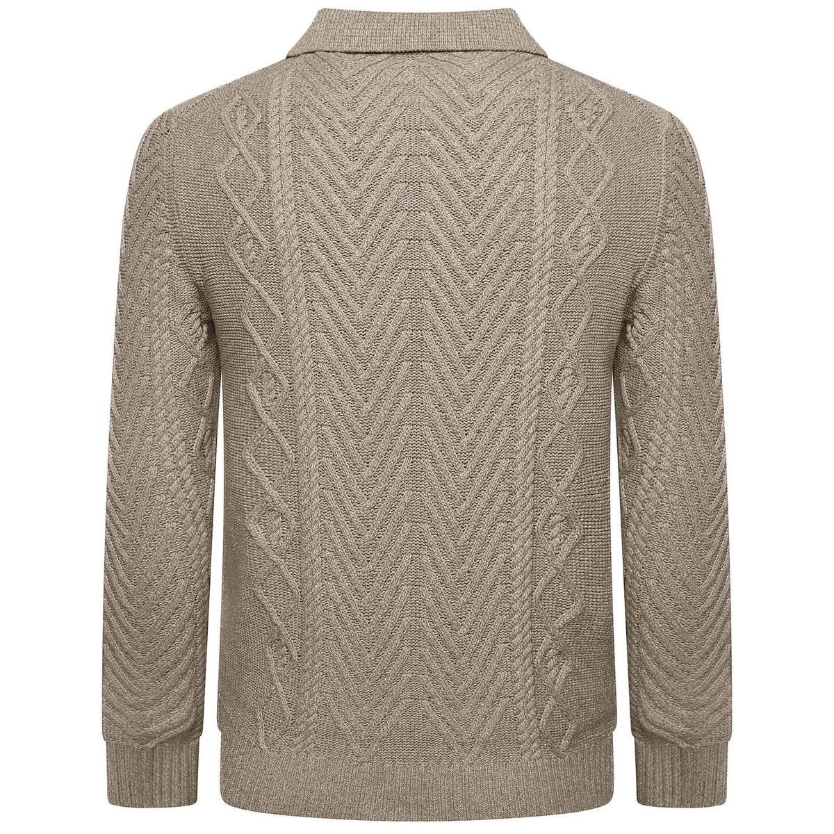 Crew Clothing Company Men's Cable Knit Button Neck Jumper | 6 Colours | XS–3XL - Collar Detail - QHA UK