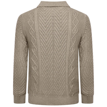 Crew Clothing Company Men's Cable Knit Button Neck Jumper | 6 Colours | XS–3XL - Collar Detail - QHA UK