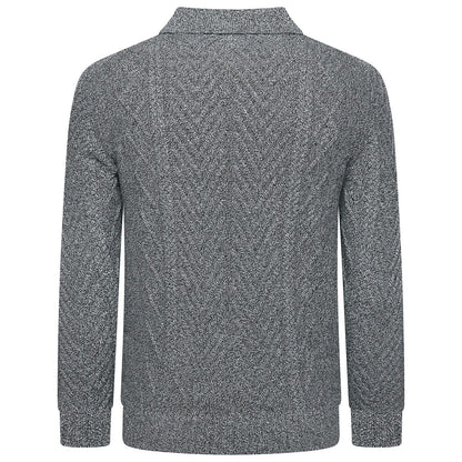 Crew Clothing Company Men's Cable Knit Button Neck Jumper | 6 Colours | XS–3XL - Collar Detail - QHA UK