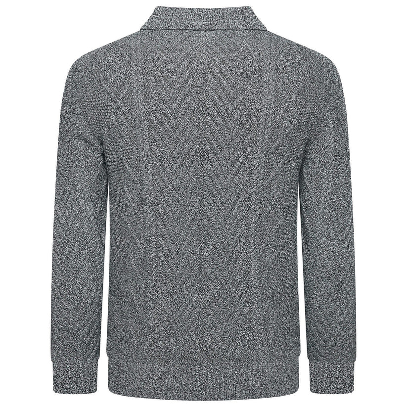 Crew Clothing Company Men's Cable Knit Button Neck Jumper | 6 Colours | XS–3XL - Collar Detail - QHA UK