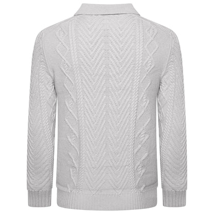 Crew Clothing Company Men's Cable Knit Button Neck Jumper | 6 Colours | XS–3XL - Collar Detail - QHA UK