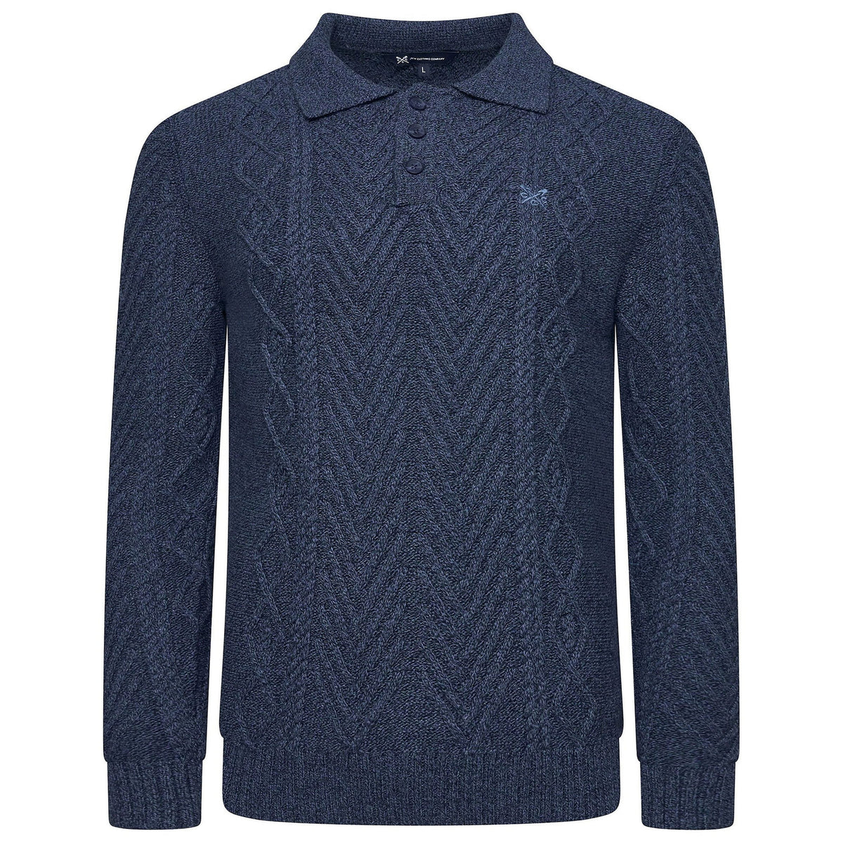 Crew Clothing Company Cable Knit Button Neck Jumper Recycled Cotton - QHA UK