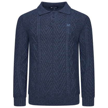 Crew Clothing Company Cable Knit Button Neck Jumper Recycled Cotton - QHA UK