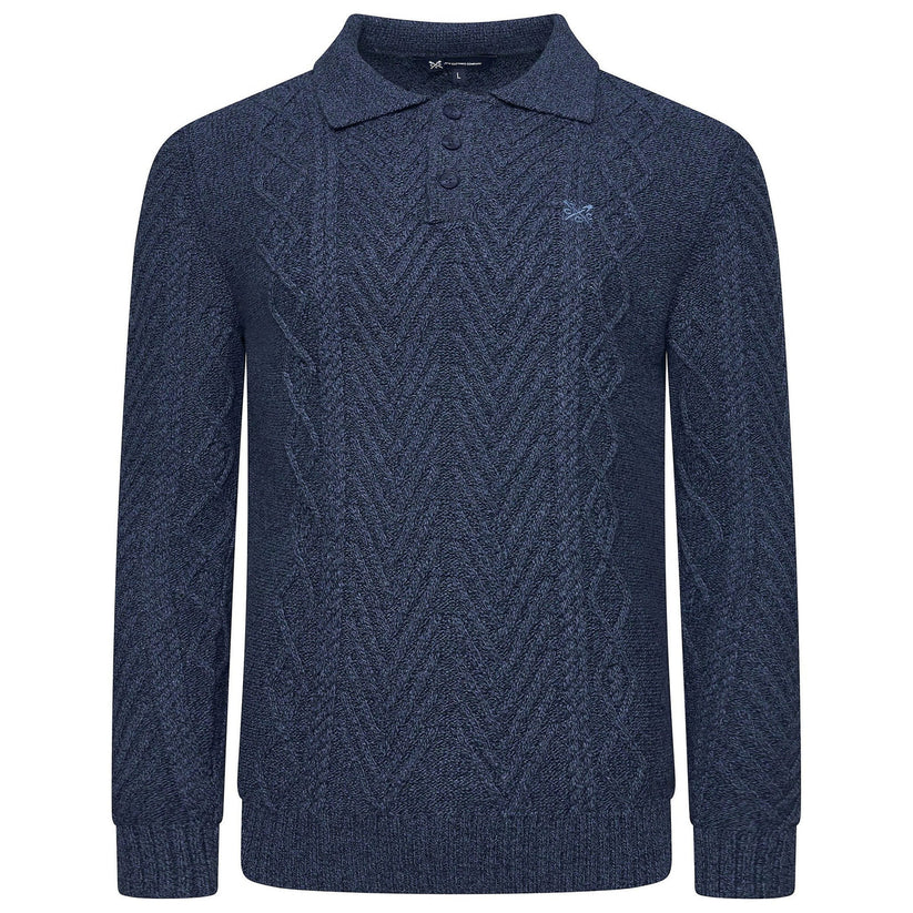Crew Clothing Company Cable Knit Button Neck Jumper Recycled Cotton - QHA UK